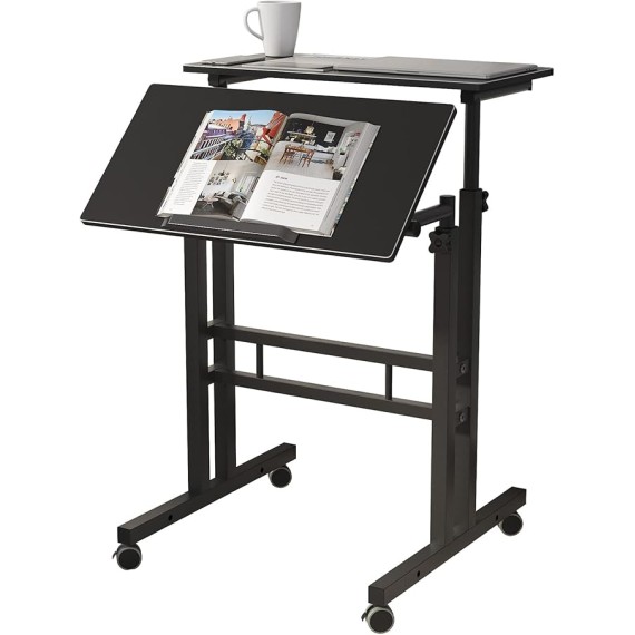 Adjustable Laptop Desk Table 23.6inches Portable Laptop Table Computer Stand Desk Cart Tray Table, Black