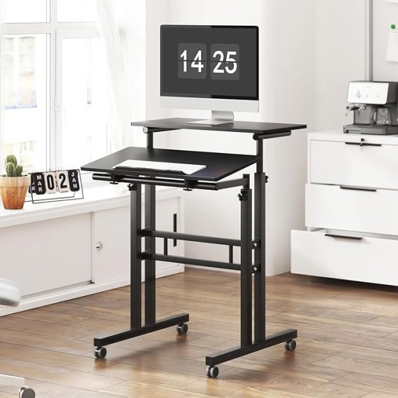 Adjustable Laptop Desk Table 23.6inches Portable Laptop Table Computer Stand Desk Cart Tray Table, Black