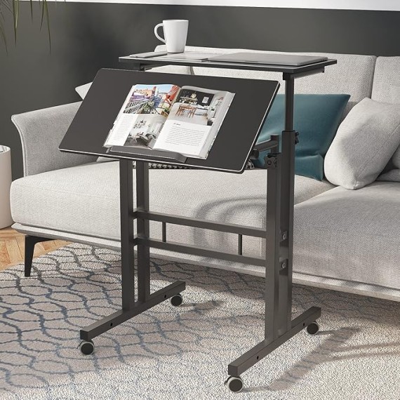 Adjustable Laptop Desk Table 23.6inches Portable Laptop Table Computer Stand Desk Cart Tray Table, Black