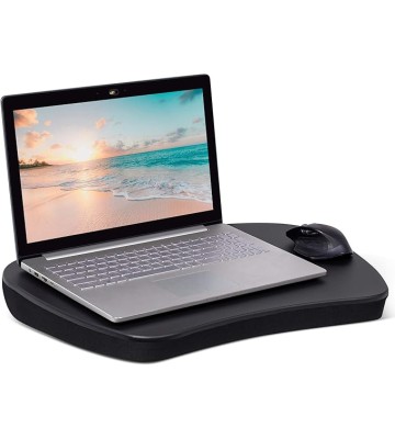 Oversized Lap Desk with Memory Foam Cushion | Portable Desk for Adults & Students | Fits Laptops Up to 17" | Wide Ergonomic Surface with Wrist Rest for Home Office or Bed | Matte Black