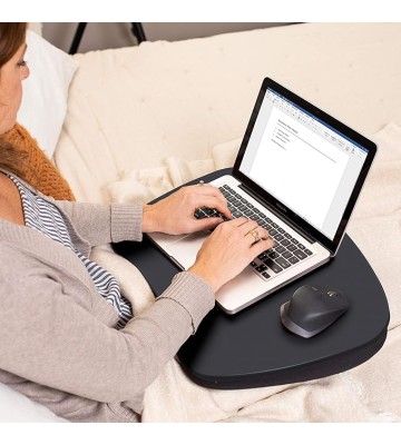 Oversized Lap Desk with Memory Foam Cushion | Portable Desk for Adults & Students | Fits Laptops Up to 17" | Wide Ergonomic Surface with Wrist Rest for Home Office or Bed | Matte Black