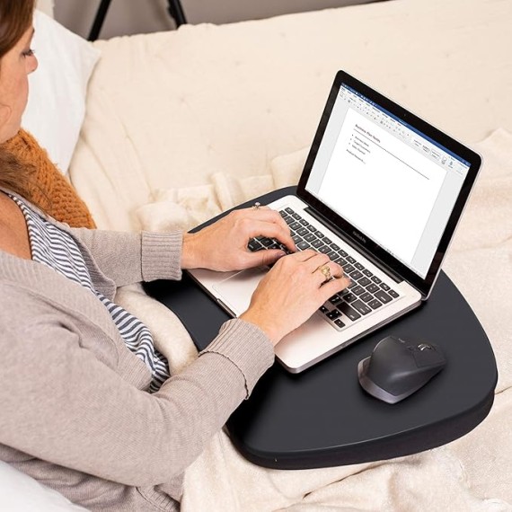 Oversized Lap Desk with Memory Foam Cushion | Portable Desk for Adults & Students | Fits Laptops Up to 17" | Wide Ergonomic Surface with Wrist Rest for Home Office or Bed | Matte Black