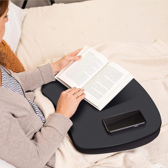 Oversized Lap Desk with Memory Foam Cushion | Portable Desk for Adults & Students | Fits Laptops Up to 17" | Wide Ergonomic Surface with Wrist Rest for Home Office or Bed | Matte Black