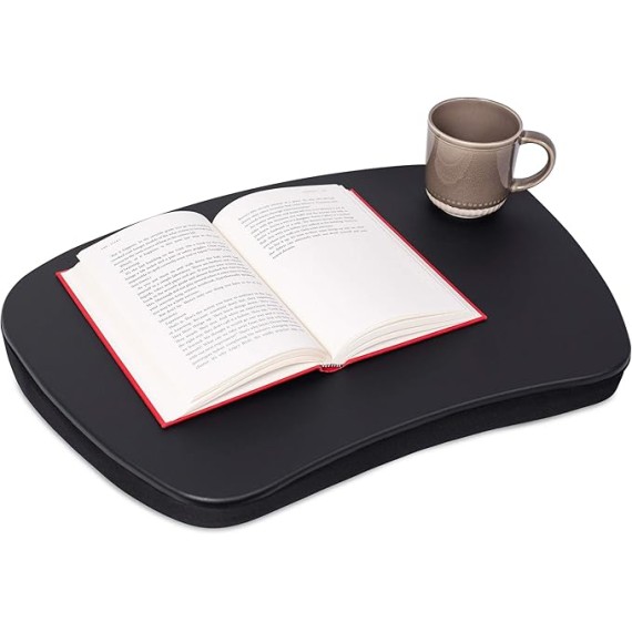 Oversized Lap Desk with Memory Foam Cushion | Portable Desk for Adults & Students | Fits Laptops Up to 17" | Wide Ergonomic Surface with Wrist Rest for Home Office or Bed | Matte Black