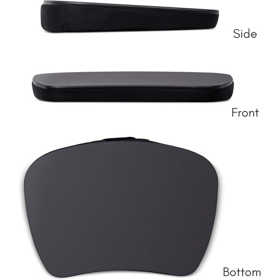 Oversized Lap Desk with Memory Foam Cushion | Portable Desk for Adults & Students | Fits Laptops Up to 17" | Wide Ergonomic Surface with Wrist Rest for Home Office or Bed | Matte Black