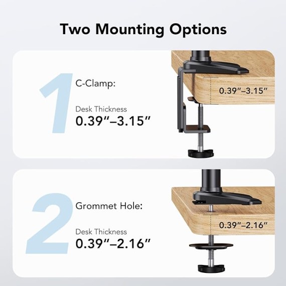 Dual Monitor and Laptop Mount for Max 32” Monitor and 17” Laptop, Adjustable Spring Arm with Tilt, Swivel and Rotation, Dual Monitor and Notebook Stand with VESA Bracket 75/100 mm