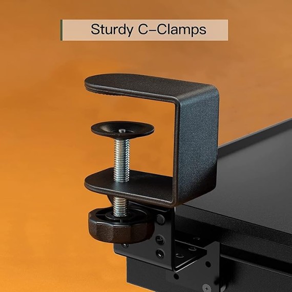 Keyboard Tray, Pull Out Drawer Under Desk - Keyboard Tray Under Desk Slide, w/Storage Organizer, Computer Keyboard Stand w/Extra Sturdy C Clamp (32.28" Including Clamps)