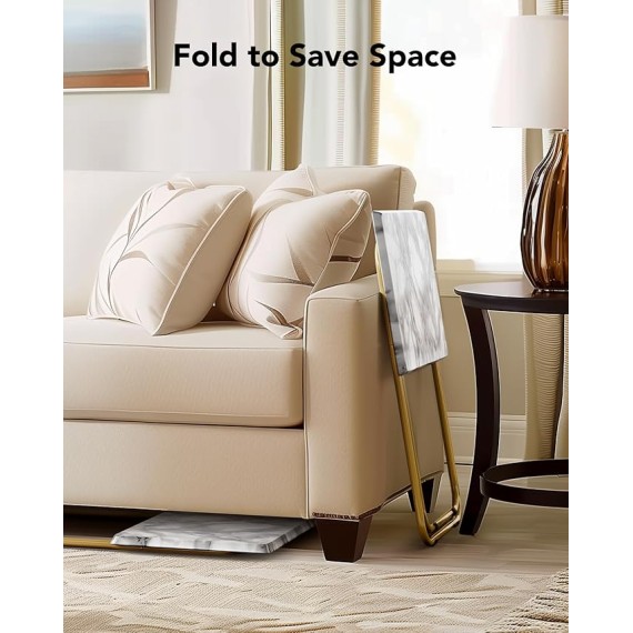 Folding TV Tray Table -Stable Tray Table with No Assembly Required, TV Dinner Tray for Eating, Foldable Snack Tables for Bed & Sofa (Marbling)