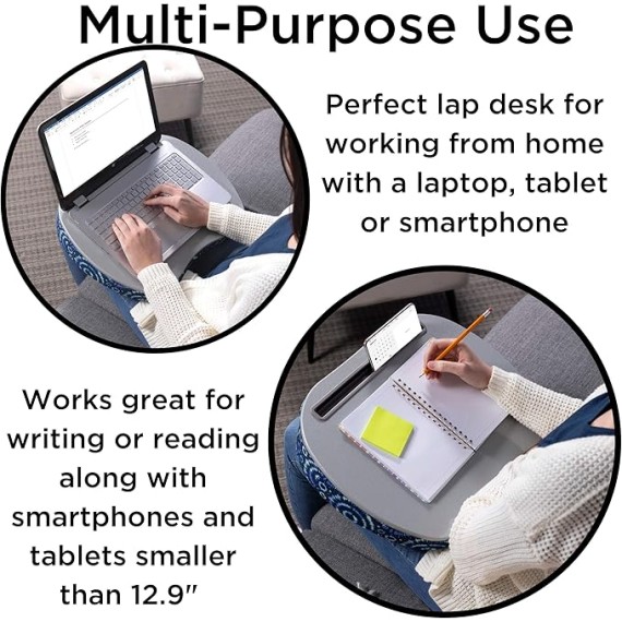 Lap Desk with Pillow Cushion | Tablet Slot | Fits Laptops Up to 15" | Tablets Up to 9.6" | Blue Tiedye Sunburst Pattern | Laptop and Writing Lap Desk | Work from Home