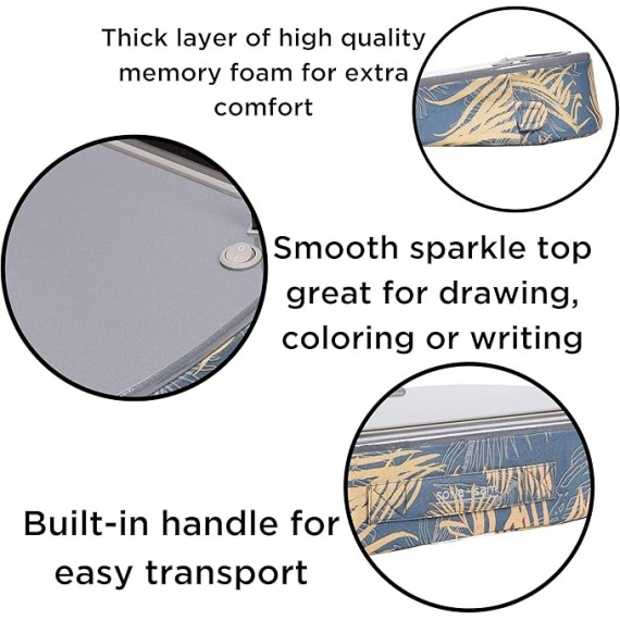 Lap Desk with Pillow Cushion | USB Light and Tablet Slot | Fits Laptops Up to 15" | Tablets Up to 9.6" | Tropical Grey Pattern | Laptop and Writing Lap Desk | Laptop Stand Accessories