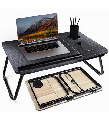 Laptop Desk, Bed Tray Table with Cup Holder, Portable Home Working Lap Desk, Angle Adjustable Laptop Stand, Multi Tasking Folding Computer Desk for Sofa Couch Floor, Writing Eating Reading Surfing