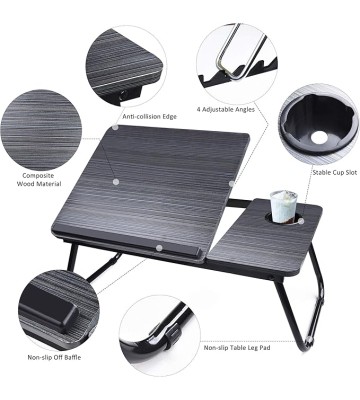 Laptop Desk, Bed Tray Table with Cup Holder, Portable Home Working Lap Desk, Angle Adjustable Laptop Stand, Multi Tasking Folding Computer Desk for Sofa Couch Floor, Writing Eating Reading Surfing