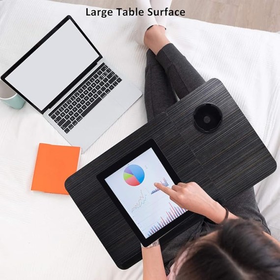 Laptop Desk, Bed Tray Table with Cup Holder, Portable Home Working Lap Desk, Angle Adjustable Laptop Stand, Multi Tasking Folding Computer Desk for Sofa Couch Floor, Writing Eating Reading Surfing