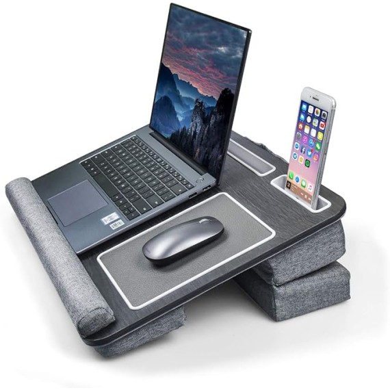 Laptop Lap Desk, Computer Lap Desks with Cushion Fits up to 17 inch Laptop, Designed Adjustable Triple Lap Pad, Storage Function & Wrist Rest, Home Office Lap Table for Adult Teen Student