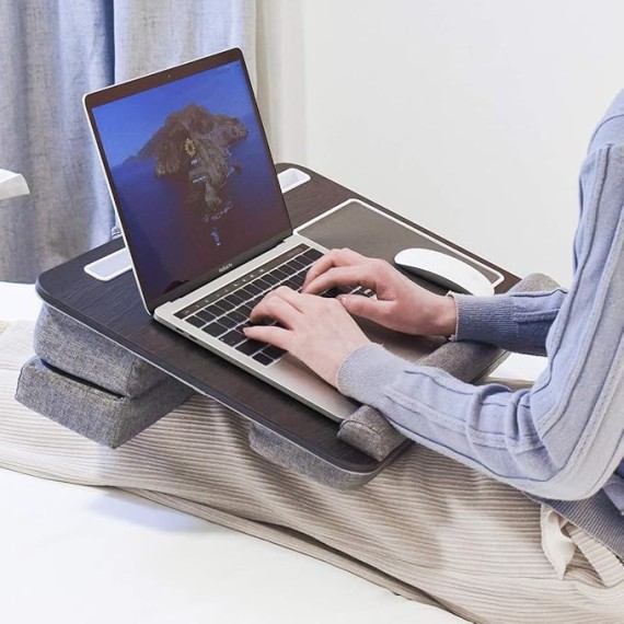 Laptop Lap Desk, Computer Lap Desks with Cushion Fits up to 17 inch Laptop, Designed Adjustable Triple Lap Pad, Storage Function & Wrist Rest, Home Office Lap Table for Adult Teen Student