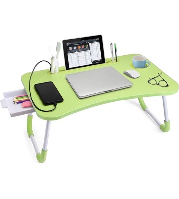 Laptop Desk Laptop Bed Stand Foldable Laptop Table Folding Breakfast Tray Portable Lap Standing Desk Reading and Writing Holder with Drawer for Bed Couch Sofa Floor