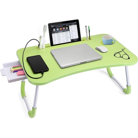 Laptop Desk Laptop Bed Stand Foldable Laptop Table Folding Breakfast Tray Portable Lap Standing Desk Reading and Writing Holder with Drawer for Bed Couch Sofa Floor