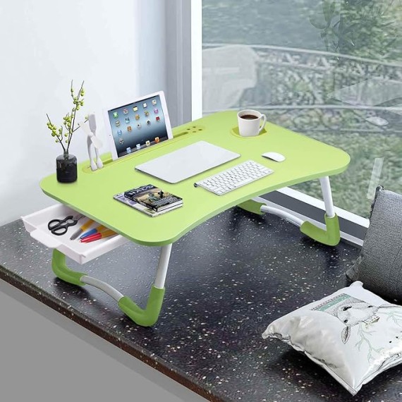 Laptop Desk Laptop Bed Stand Foldable Laptop Table Folding Breakfast Tray Portable Lap Standing Desk Reading and Writing Holder with Drawer for Bed Couch Sofa Floor