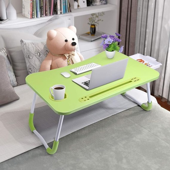 Laptop Desk Laptop Bed Stand Foldable Laptop Table Folding Breakfast Tray Portable Lap Standing Desk Reading and Writing Holder with Drawer for Bed Couch Sofa Floor