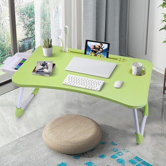 Laptop Desk Laptop Bed Stand Foldable Laptop Table Folding Breakfast Tray Portable Lap Standing Desk Reading and Writing Holder with Drawer for Bed Couch Sofa Floor