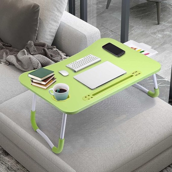 Laptop Desk Laptop Bed Stand Foldable Laptop Table Folding Breakfast Tray Portable Lap Standing Desk Reading and Writing Holder with Drawer for Bed Couch Sofa Floor