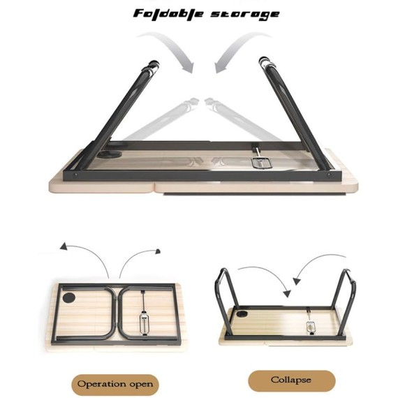 Laptop Foldable Table,Lap Standing Desk,Four-Gears Adjustable Angle,with Handle Cup Slot,Load 150KG,Ergonomic Design,for Bed,Sofa Couch,Floor and More,Walnut