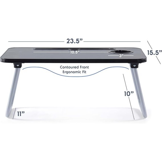 Lap Desk for Laptop - Foldable Laptop Desk for Bed and Couch, Portable and Lightweight Laptop Stand for Bed Breakfast, Working, Reading, and Writing, Black Lap Table, Large Laptop Tray