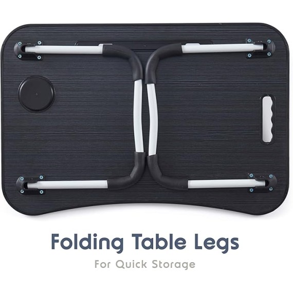 Lap Desk for Laptop - Foldable Laptop Desk for Bed and Couch, Portable and Lightweight Laptop Stand for Bed Breakfast, Working, Reading, and Writing, Black Lap Table, Large Laptop Tray