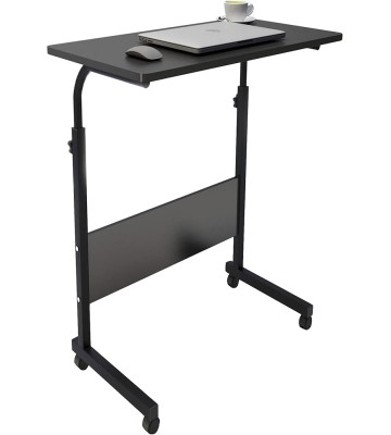 23.6 inches Mobile Side Desk Height Adjustable Laptop Cart Stand Portable Laptop Desk Workstation with Wheels Black CXYM-5/1-60BB