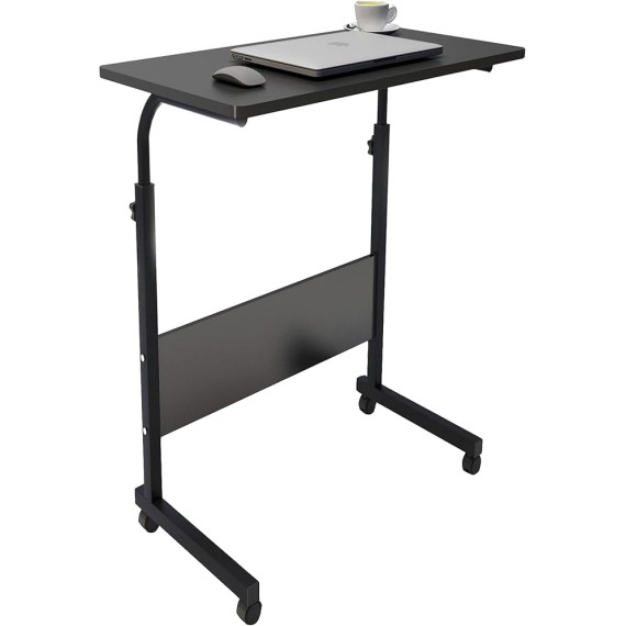 23.6 inches Mobile Side Desk Height Adjustable Laptop Cart Stand Portable Laptop Desk Workstation with Wheels Black CXYM-5/1-60BB