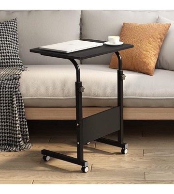 23.6 inches Mobile Side Desk Height Adjustable Laptop Cart Stand Portable Laptop Desk Workstation with Wheels Black CXYM-5/1-60BB