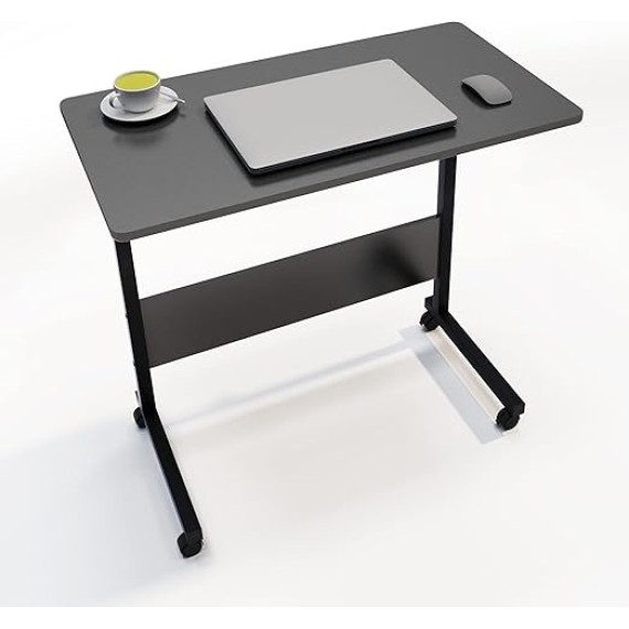 23.6 inches Mobile Side Desk Height Adjustable Laptop Cart Stand Portable Laptop Desk Workstation with Wheels Black CXYM-5/1-60BB