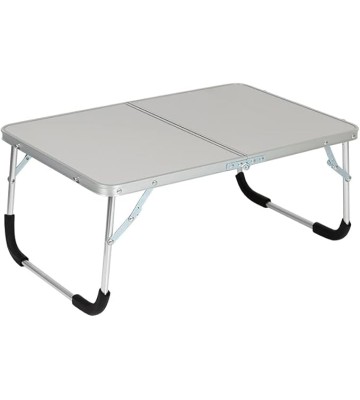 Portable Outdoor Folding Table Picnic Desk Sofa Lap Desks Foldable Laptop Bed Table Folding Small Dormitory Table Folding Table on Bed (Color : Silver)
