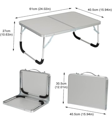 Portable Outdoor Folding Table Picnic Desk Sofa Lap Desks Foldable Laptop Bed Table Folding Small Dormitory Table Folding Table on Bed (Color : Silver)
