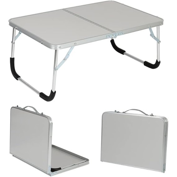 Portable Outdoor Folding Table Picnic Desk Sofa Lap Desks Foldable Laptop Bed Table Folding Small Dormitory Table Folding Table on Bed (Color : Silver)