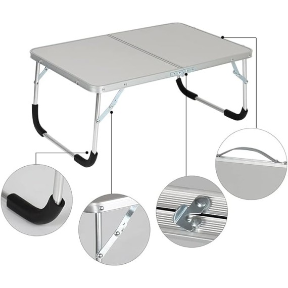 Portable Outdoor Folding Table Picnic Desk Sofa Lap Desks Foldable Laptop Bed Table Folding Small Dormitory Table Folding Table on Bed (Color : Silver)