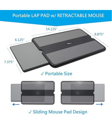 Portable Laptop Lap Pad and Laptop Stand with Detachable Mouse Pad