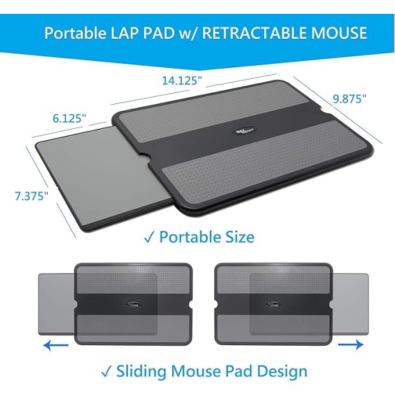 Portable Laptop Lap Pad and Laptop Stand with Detachable Mouse Pad