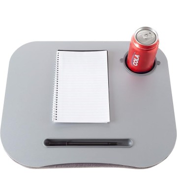 Laptop Buddy Portable Lap Desk- Cushioned Bottom with Foam Beads, Pen Tray and Cup Holder- Tray for Computers, Writing, Reading & Food by 