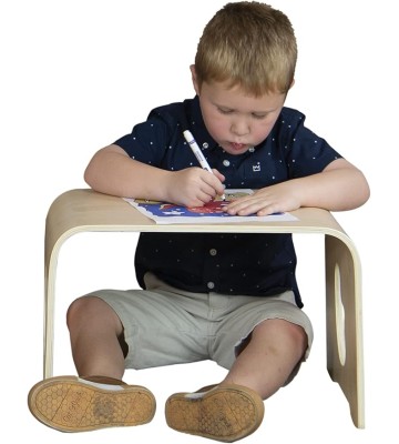 18" W Floor Table, Portable Lap Desk for Kids, Wooden Activity Table, Bed Table, Natural