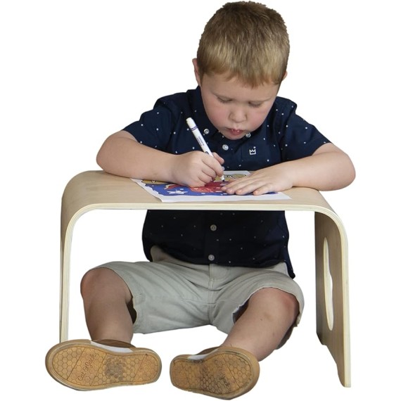 18" W Floor Table, Portable Lap Desk for Kids, Wooden Activity Table, Bed Table, Natural