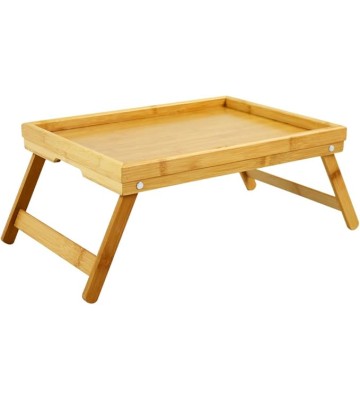 Bamboo TV Bed Tray Table with Folding Legs Serving Trays Drawing Table Portable Laptop Desk Snack Table Breakfast Trays (Natural)