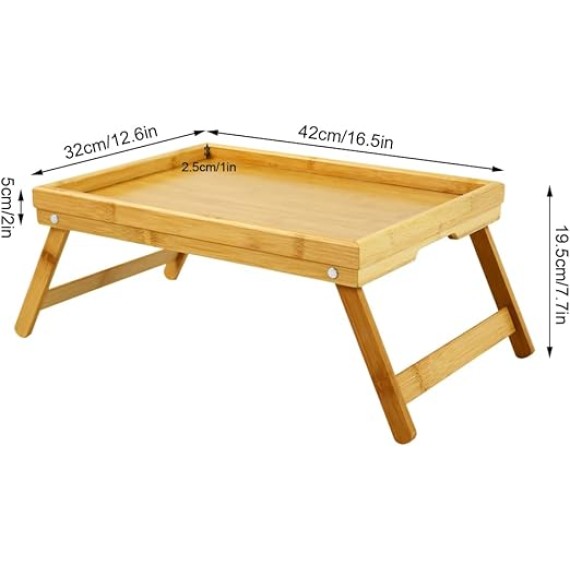 Bamboo TV Bed Tray Table with Folding Legs Serving Trays Drawing Table Portable Laptop Desk Snack Table Breakfast Trays (Natural)
