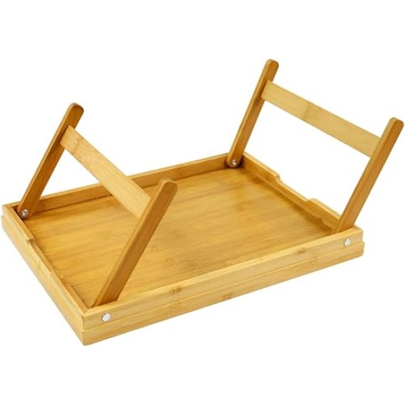Bamboo TV Bed Tray Table with Folding Legs Serving Trays Drawing Table Portable Laptop Desk Snack Table Breakfast Trays (Natural)