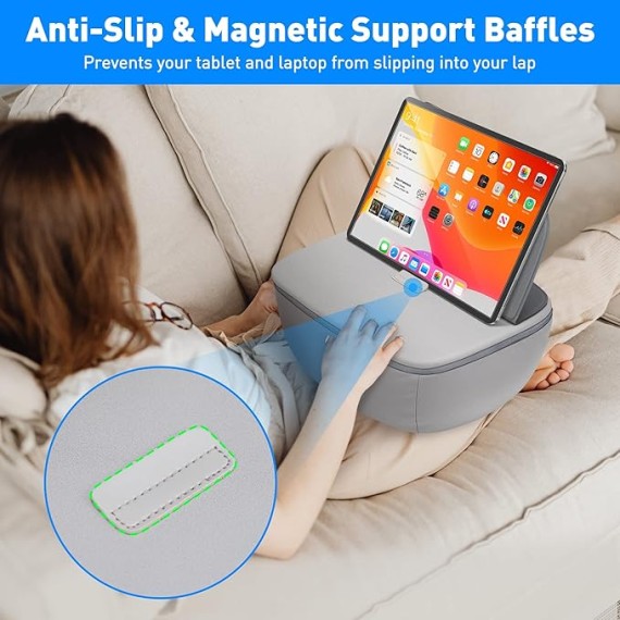 Lap Desk with Cushion - Ultra-Thick,  CoolFoam 7 to 14.2 inch Laptop Tablet Stand - Washable Lycra Lap Pad Pillow Desk iPad Stand Phone Holder for Bed, Couch, Sofa, Home, Office, Gift Ideas