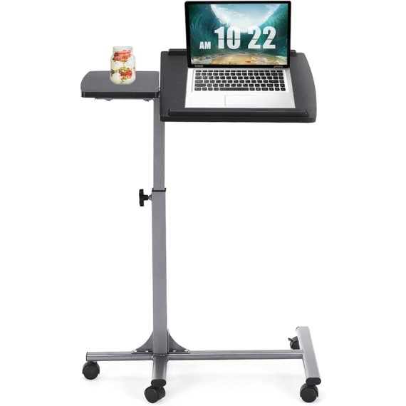 Laptop Desk Ergonomic Rolling Computer Desk Adjustable Height with Stand Holder and Wheels Cart Table Portable Office Workstation