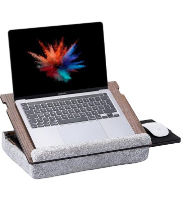 Laptop Tray - Lap Tray with Cushion, Laptop Table for Sofa, Lap Desk for Laptop, Adjustable Laptop Stand for Bed, Laptop Desk Stand, Laptop Lap Tray for Bed, Laptop Bed Table (Walnut)