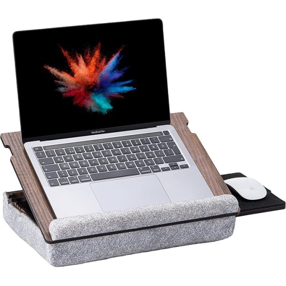 Laptop Tray - Lap Tray with Cushion, Laptop Table for Sofa, Lap Desk for Laptop, Adjustable Laptop Stand for Bed, Laptop Desk Stand, Laptop Lap Tray for Bed, Laptop Bed Table (Walnut)