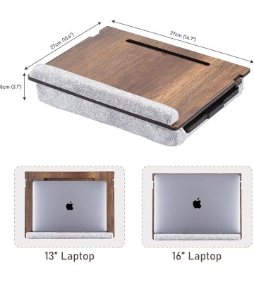 Laptop Tray - Lap Tray with Cushion, Laptop Table for Sofa, Lap Desk for Laptop, Adjustable Laptop Stand for Bed, Laptop Desk Stand, Laptop Lap Tray for Bed, Laptop Bed Table (Walnut)