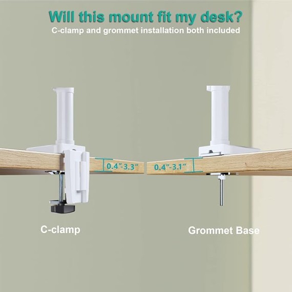 White Triple Monitor Mount, 3 Monitor Desk Mount for Multi Screens from 13 to 27inch with Gas Spring Arm, Fully Adjustment Arm with Tilt, Swivel, Rotate VESA Mount 75x75,100x100mm(GSDM003W-U)